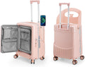 Ride On Hardshell Suitcase with Foldable Seat, Seat Belt & 4-Spinner Wheels Pink Zevon