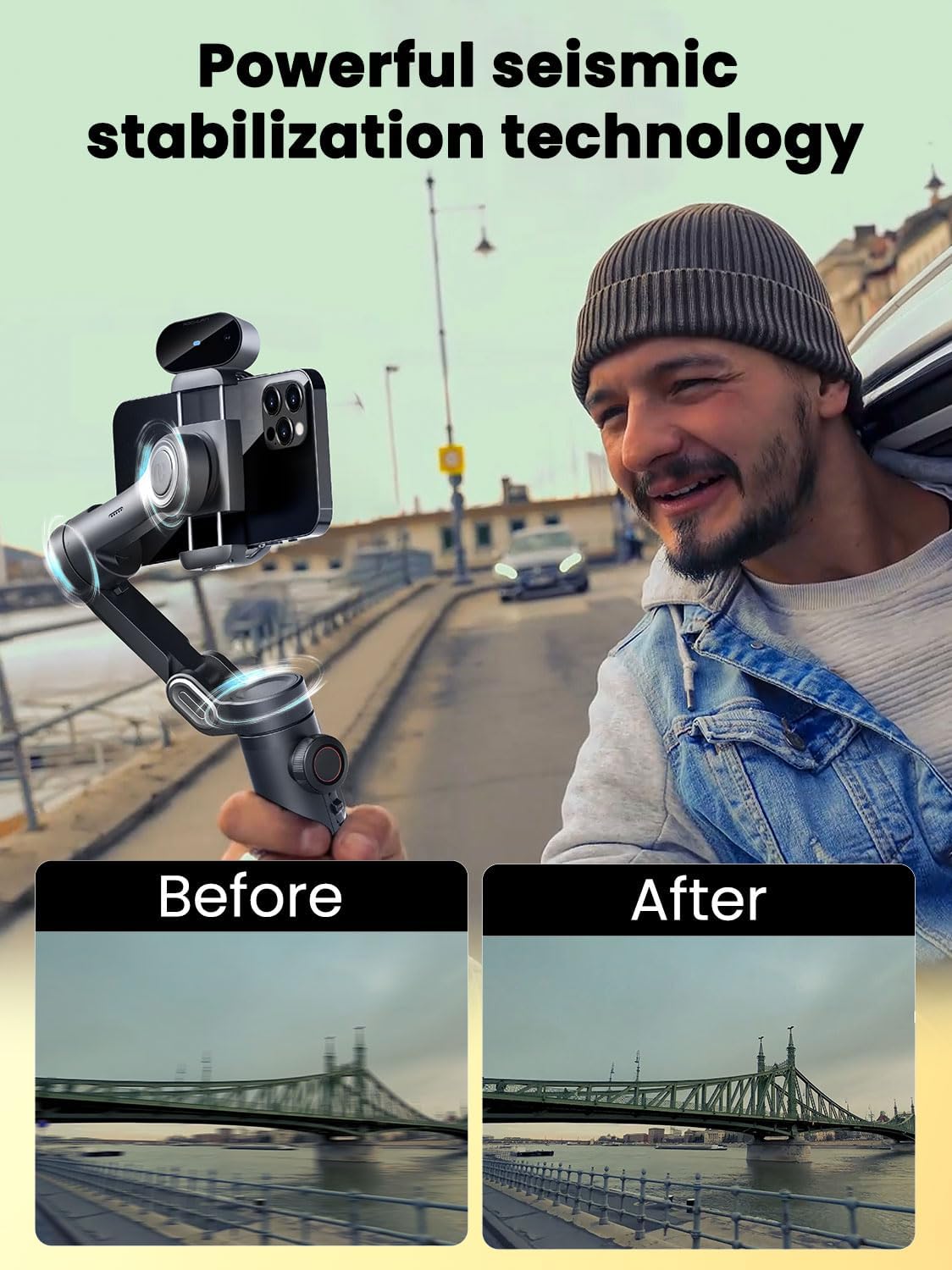 AOCHUAN Smart XE AI 3-Axis Foldable Handheld Smartphone Gimbal Stabilizer with AI Tracking Black Zevon