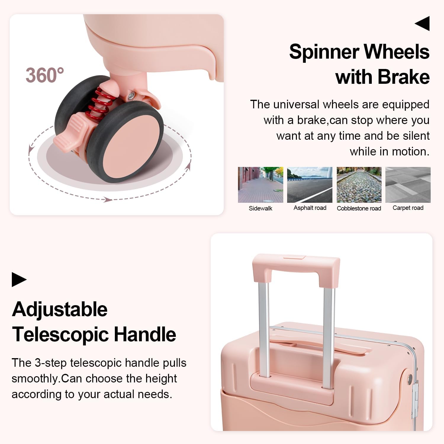 Ride On Hardshell Suitcase with Foldable Seat, Seat Belt & 4-Spinner Wheels Pink Zevon
