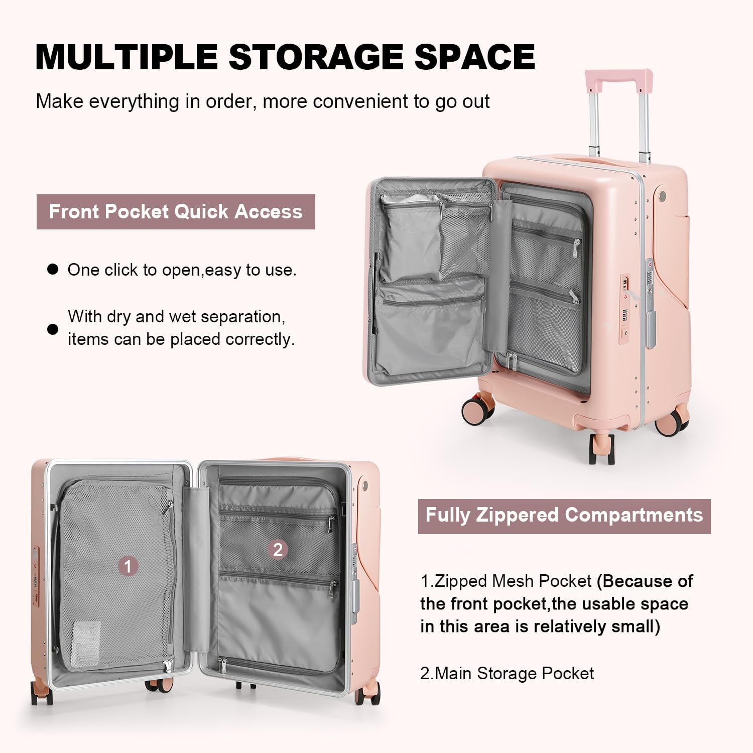 Ride On Hardshell Suitcase with Foldable Seat, Seat Belt & 4-Spinner Wheels Pink Zevon