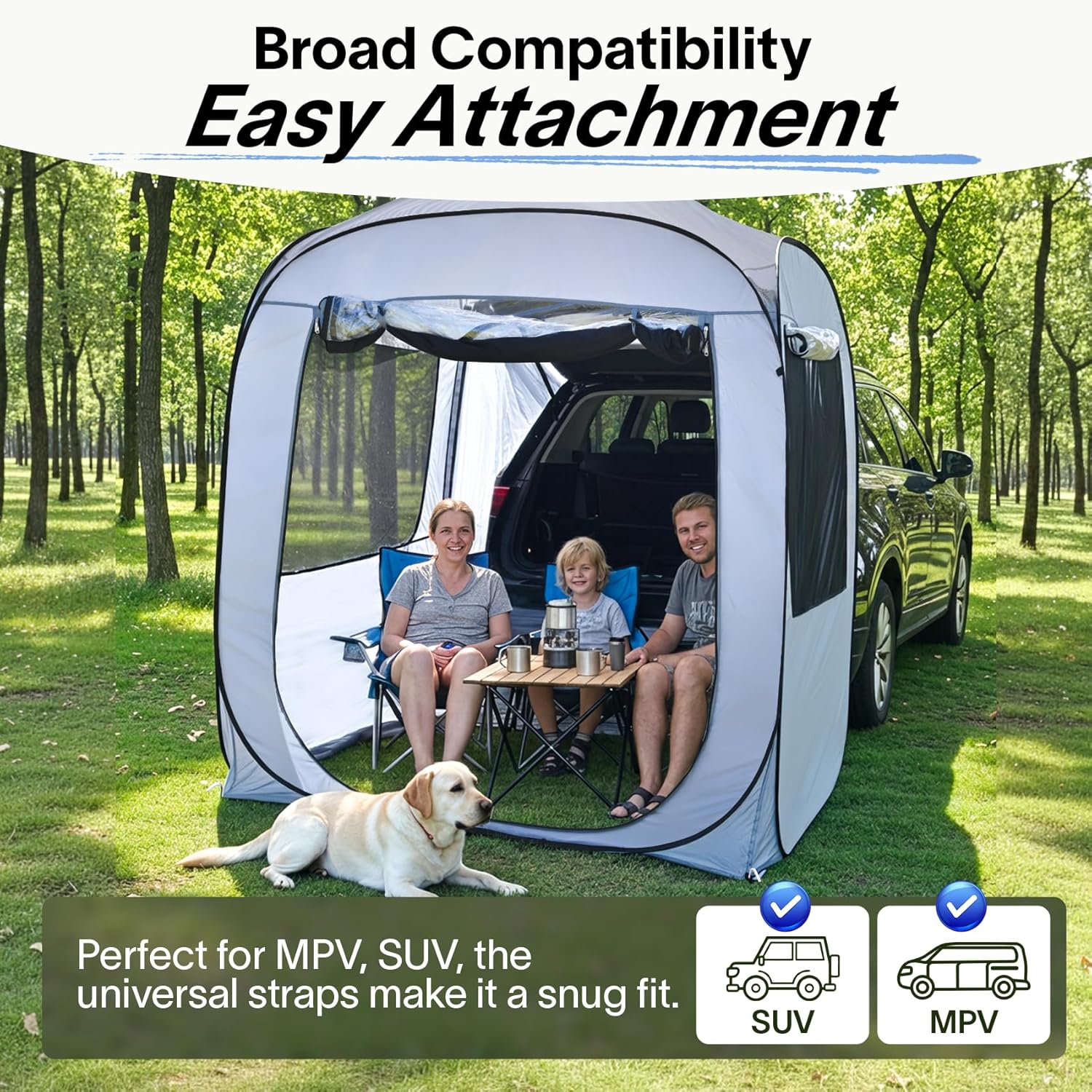 Tailgate SUV Car Camping Tent 6x6ft Instant Setup Waterproof Mesh Canopy Tent Zevon