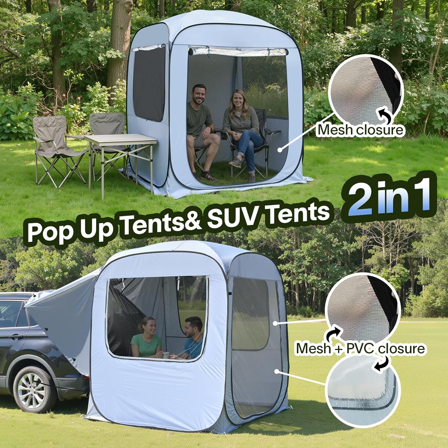 Tailgate SUV Car Camping Tent 6x6ft Instant Setup Waterproof Mesh Canopy Tent Zevon